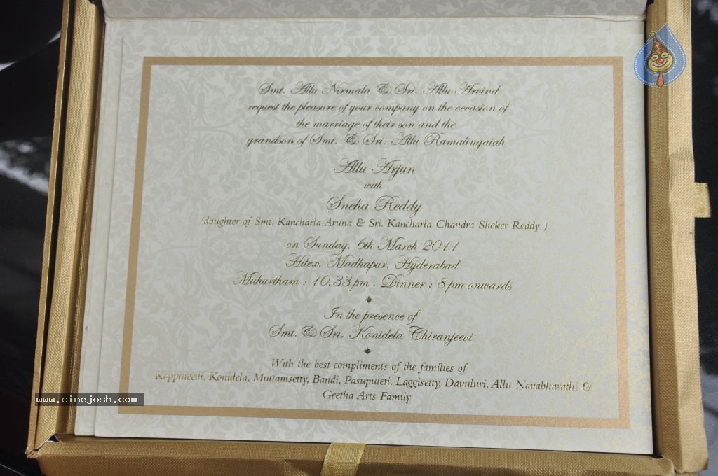 Allu Arjun Marriage Invitation Card - 1 / 6 photos