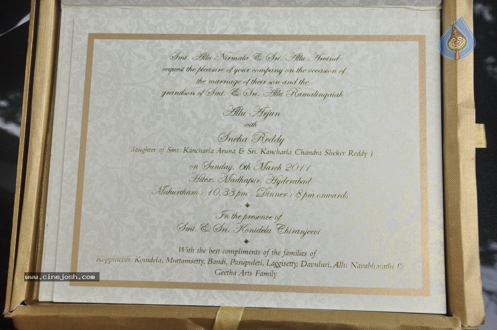 Allu Arjun Marriage Invitation Card