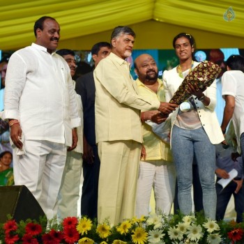AP CM Felicitates PV Sindhu Photos - 16 of 17