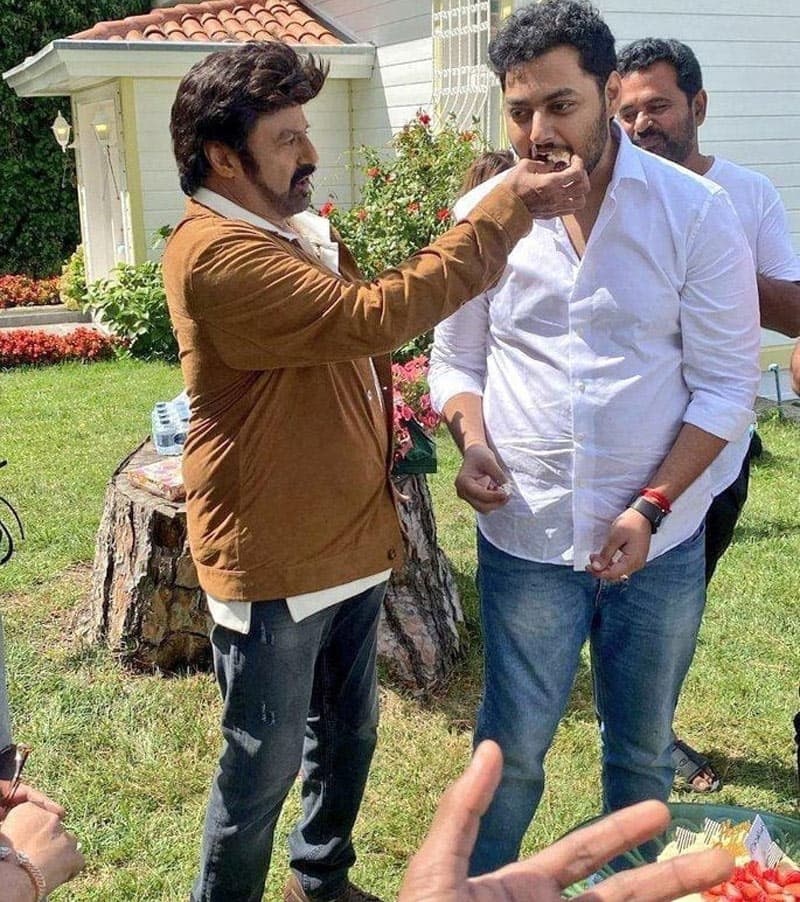 Balakrishna overseeing Mokshagna's progress
