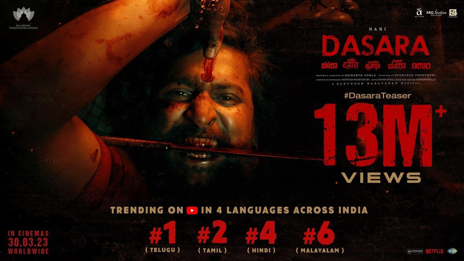 Nani Dasara Teaser Takes YouTube By Storm