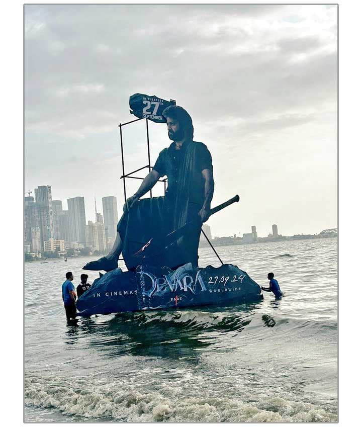 NTR Devara cutout takes over Arabian Sea, Mumbai