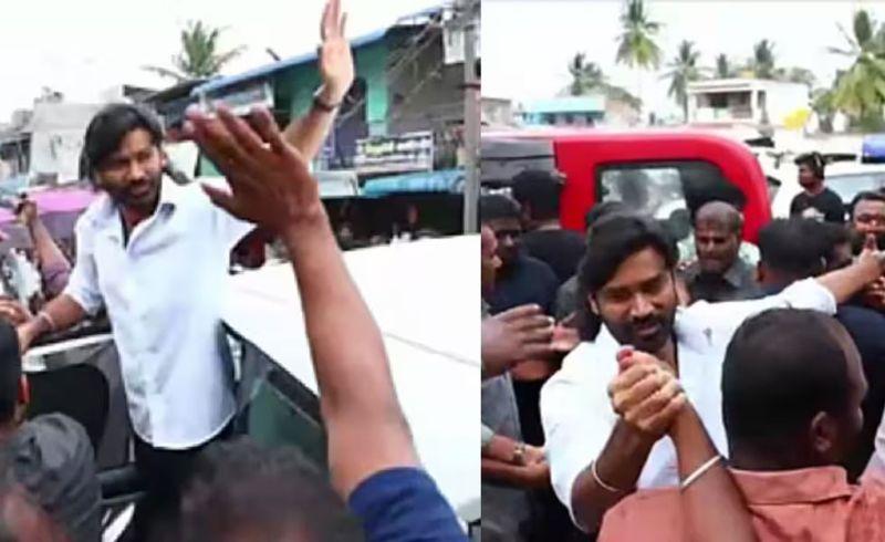 Dhanush delights fans in the sets of Om