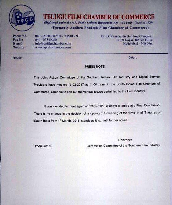 Film Chamber's Upcoming Strike Updates