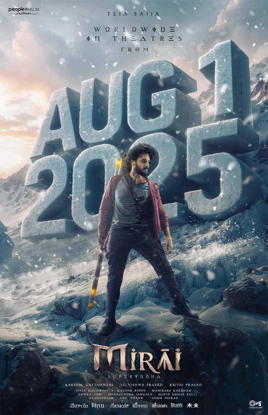 Teja Sajja Pan-India Film Mirai to Release Worldwide on August 1st