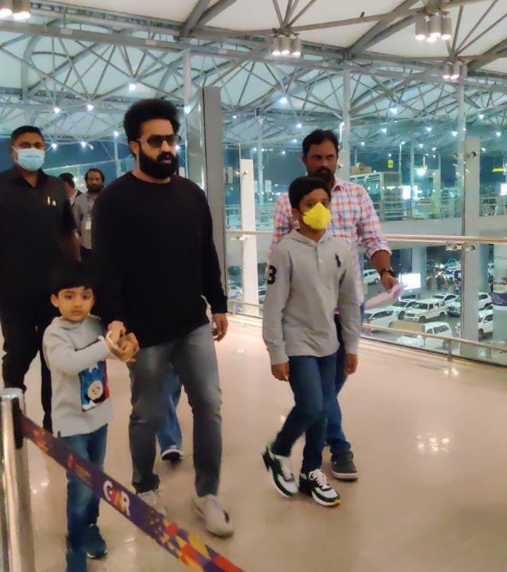 NTR with his family flying to USA