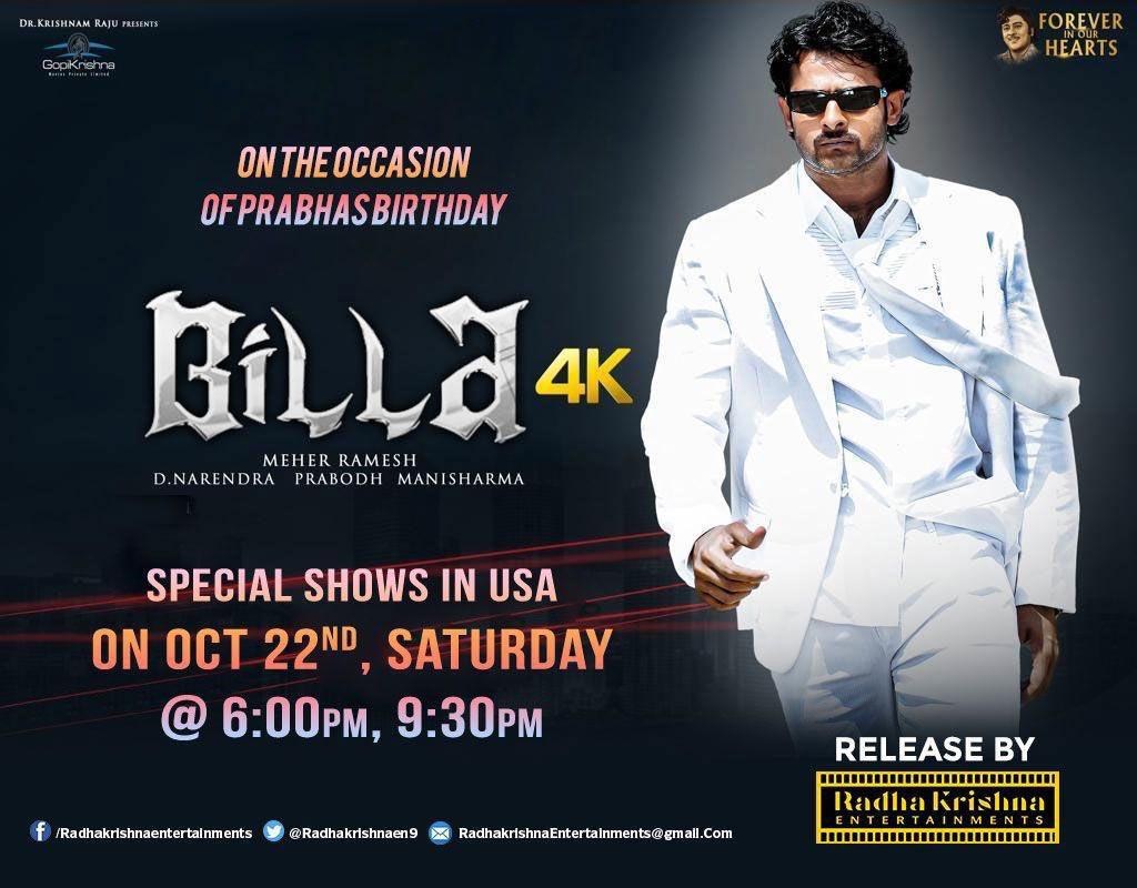Rebel Star Prabhas Billa 4K massive release in US