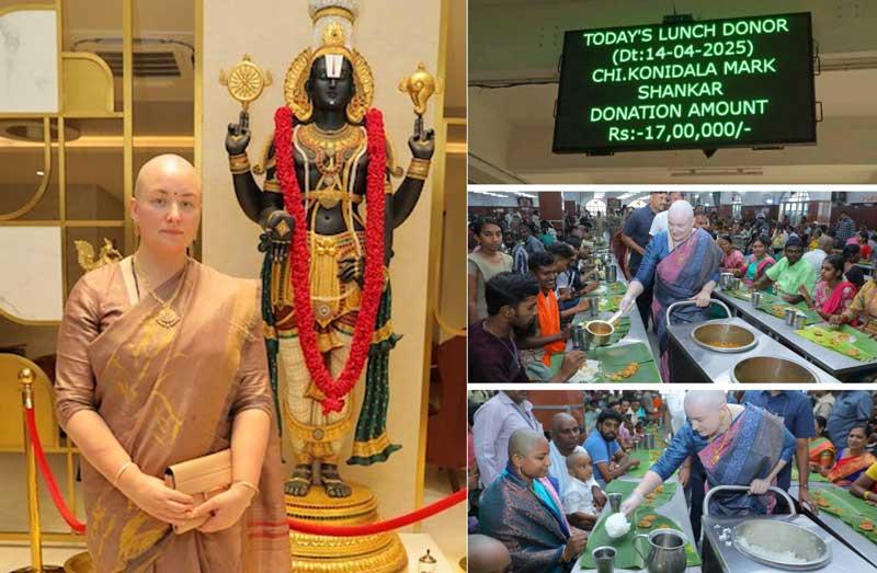Pawan Kalyan wife Anna Lezhneva donates generously for Tirumala Annadanam