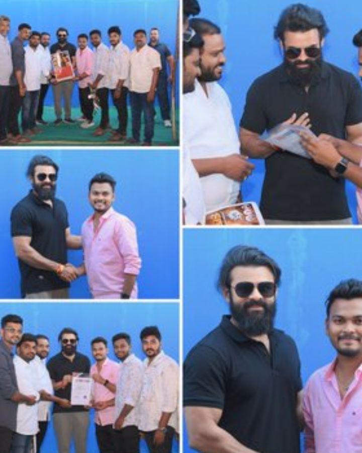 Sai Dharam Tej Meet And Greet Fans At The Sets Of Sambarala Yetigattu