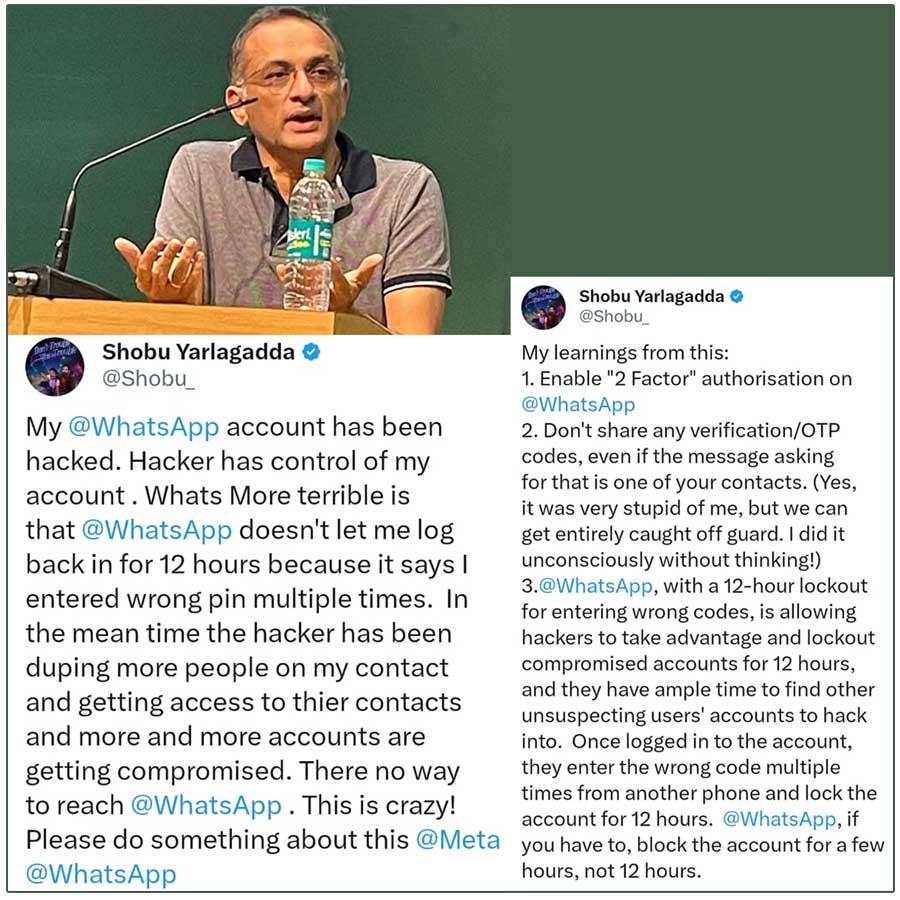 Baahubali producer Sobhu Yarlagadda gets WhatsApp shock