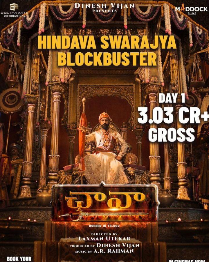 Chhaava Telugu Collects 3.03 Cr plus on Day One