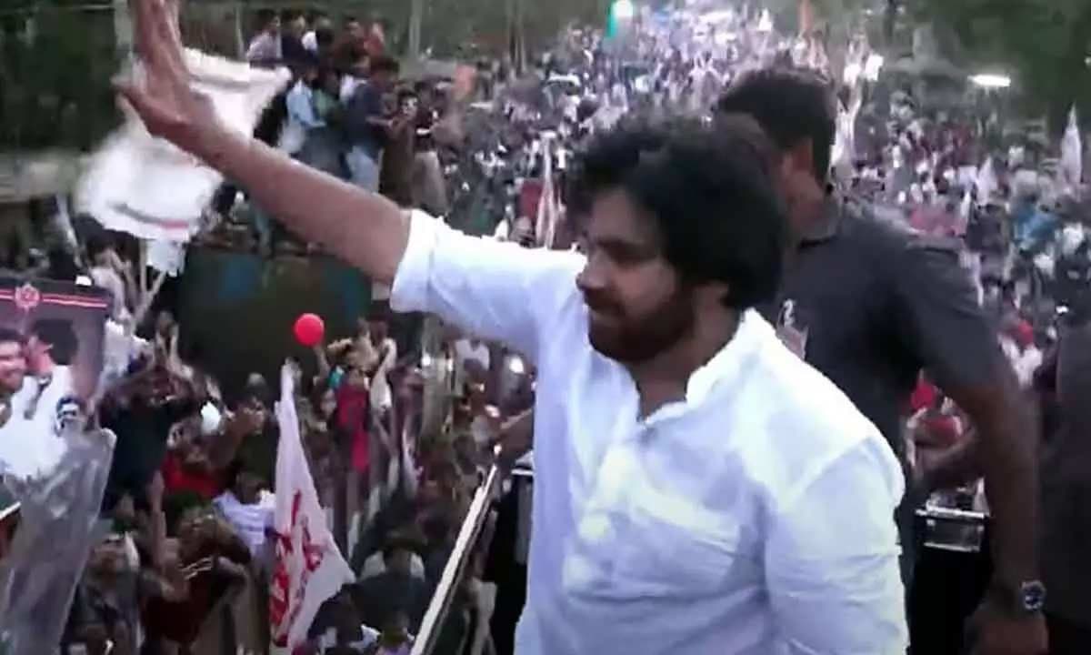 A person throws stone at Pawan Kalyan 