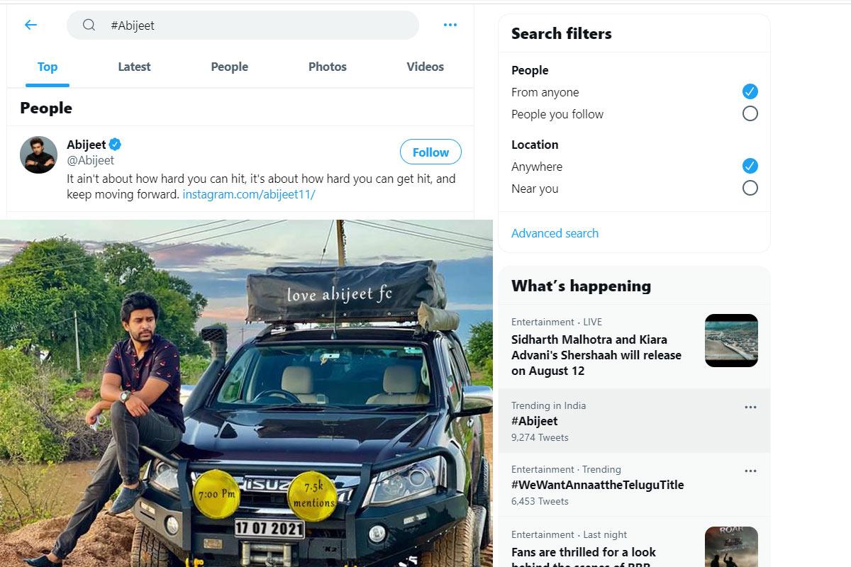 Abijeeth hash tag trends in Twitter