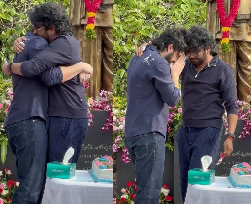 Emotional Akhil falls at Nagarjuna feet 