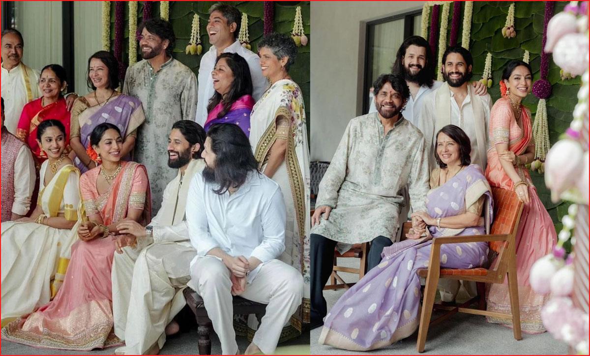 Akkineni family buzz in Chaithu engagement