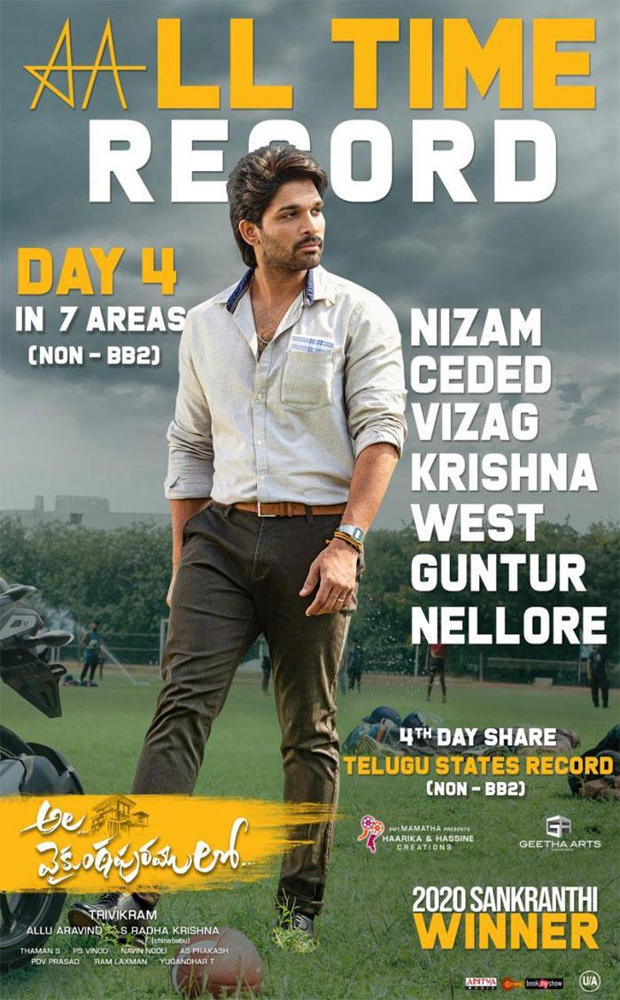 Allu Arjunâ€™s Ala Vaikunthapurramuloo sets All-time(Non-BB2) Record 