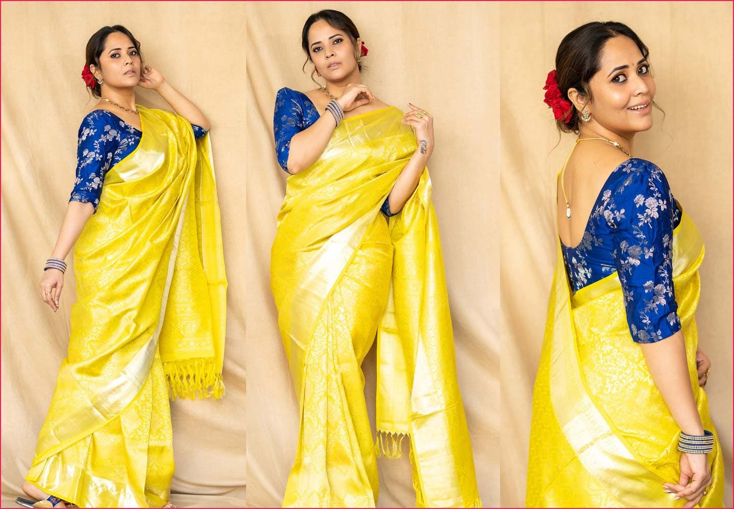 Anasuya Bharadwaj stuns in yellow saree 