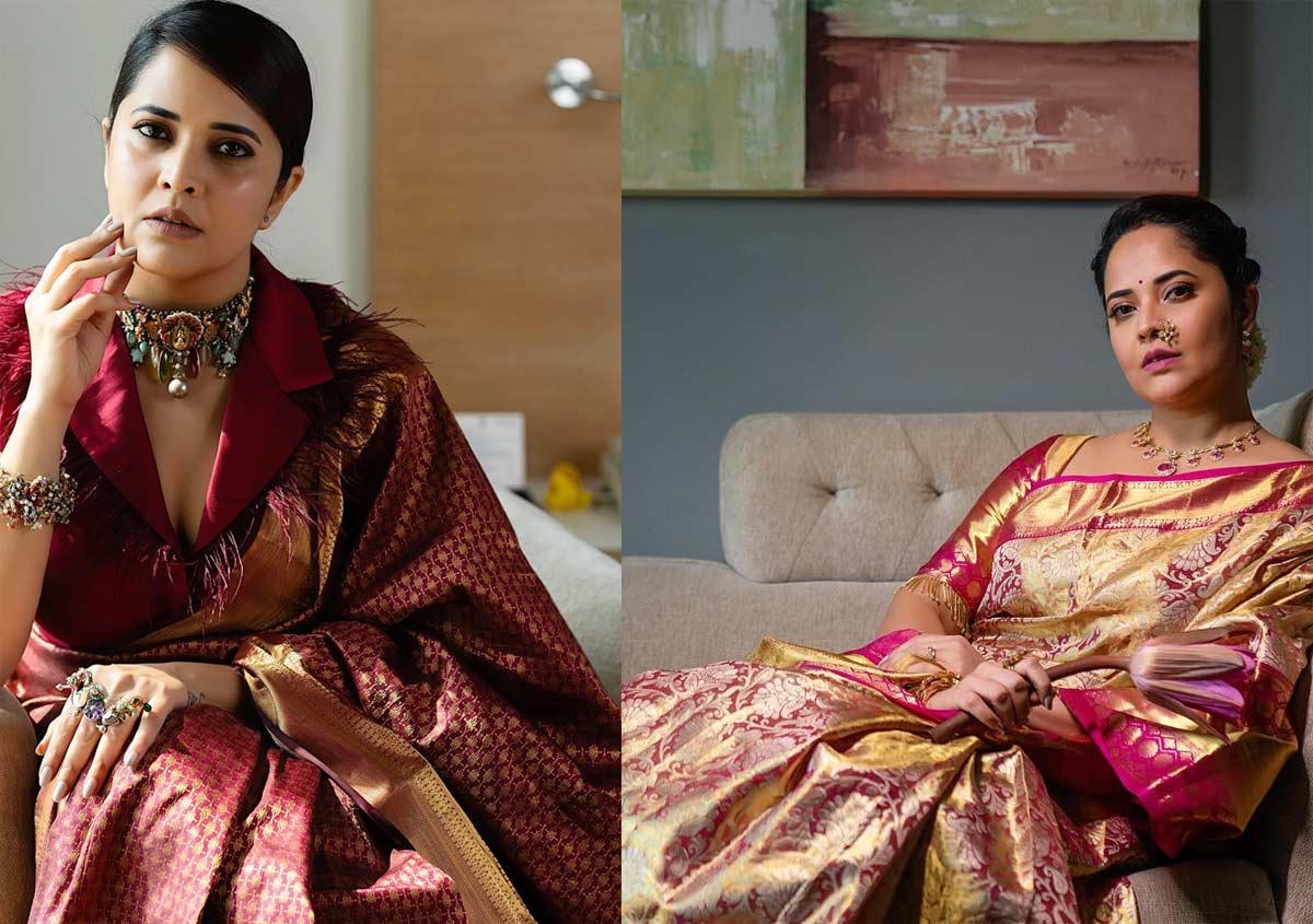 Anasuya latest pattu saree photoshoot