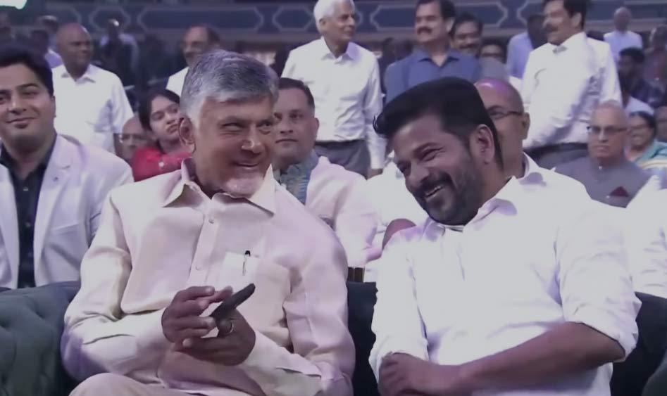 Babu And Revanth Jovially Interact At Ramoji Excellence Awards 
