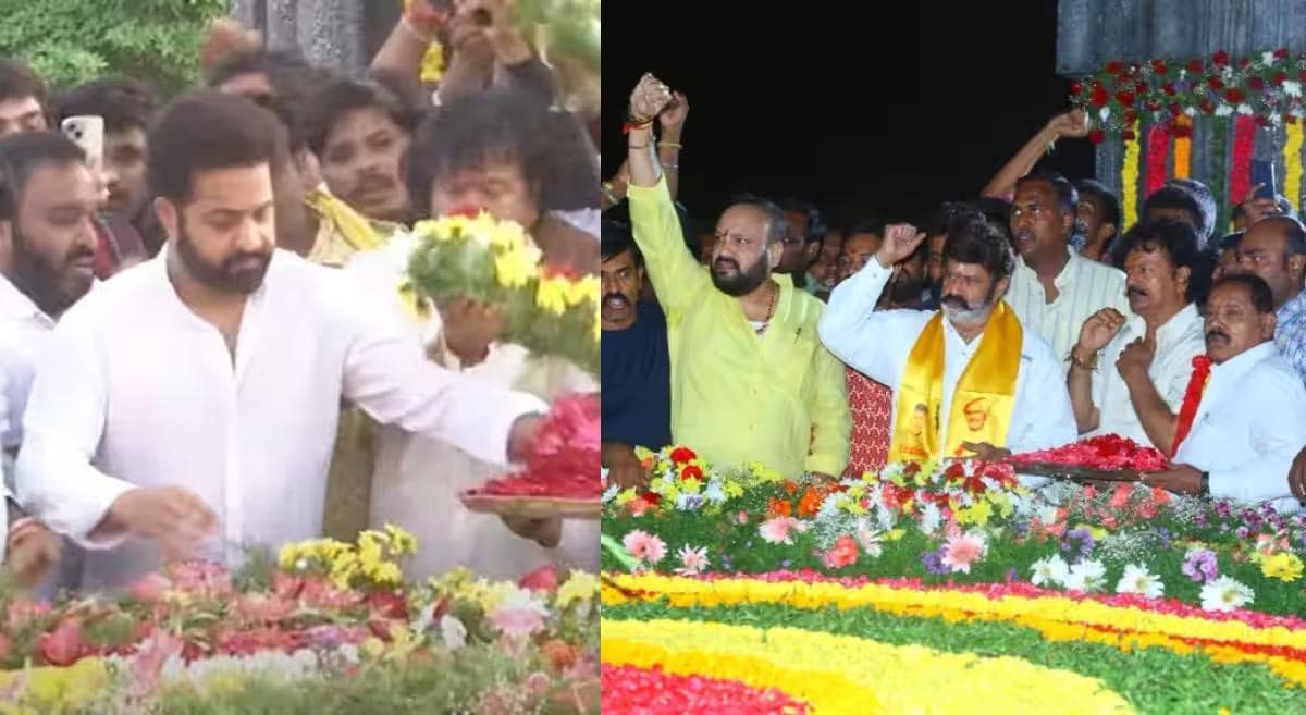 Balayya-Jr NTR tribute in NTR Ghat