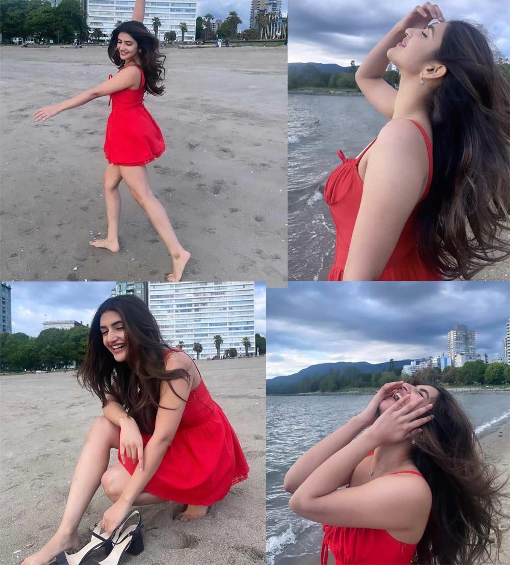Beautiful Sreeleela in red frock