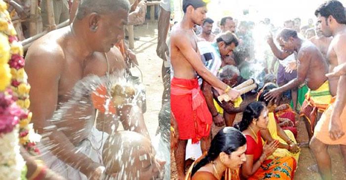 Breaking coconut on the head, a strange ritual, Tamil Nadu.