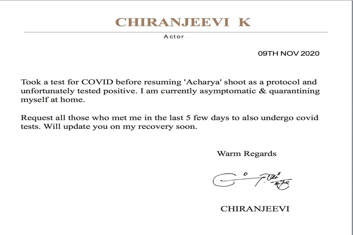 Chiranjeevi Corona Positive, Met KCR Along With Nagarjuna