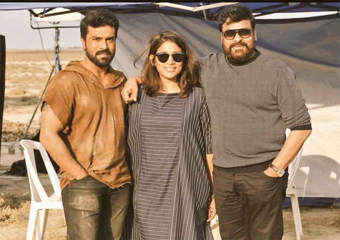Chiranjeevi, Ram Charan And Sushmita From RC12 Sets at Azerbaijan