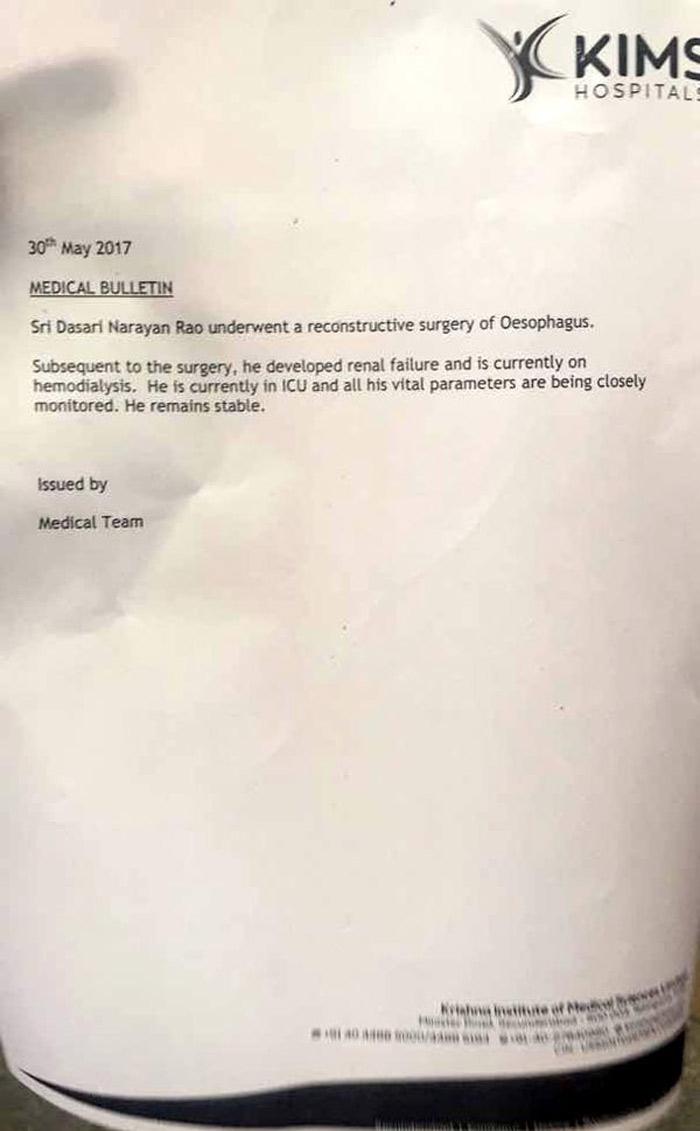 Dasari Health Bulletin Released By KIMS