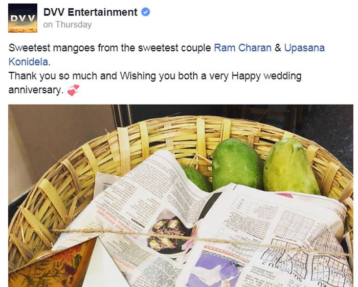 DVV Danayya Receives Sweetest Gift From Charan and Upasana