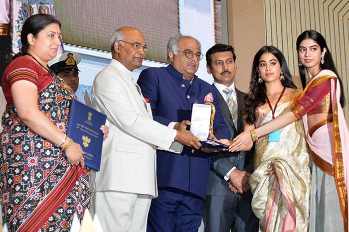 Janhvi, Khushi And Boney Collect Sridevi's Best Actress Prize