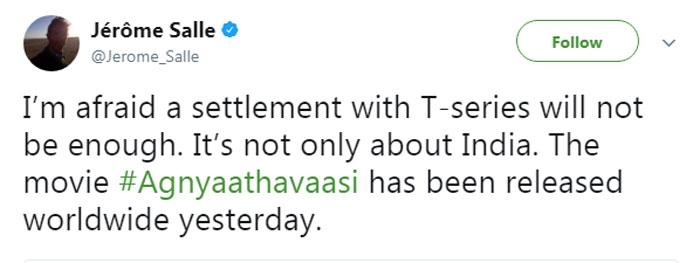 Jerome Salle Sensational Comments on Agnathavasi 