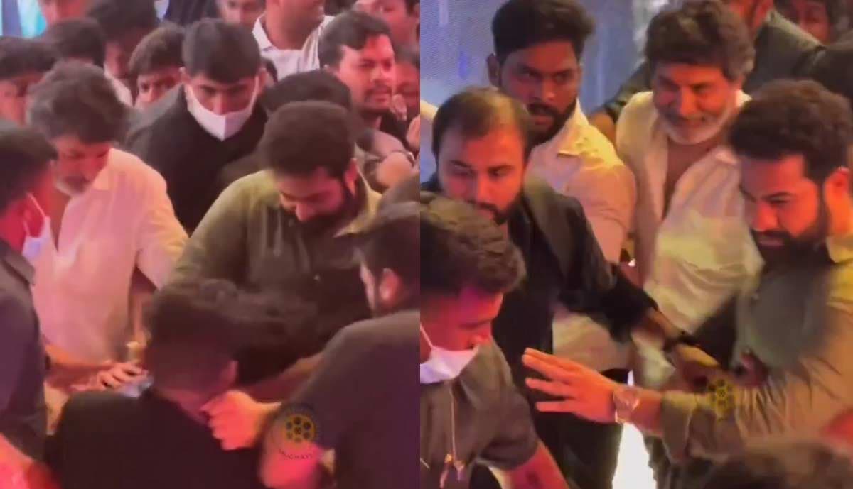 Jr NTR and Trivikram getting mobbed by fans