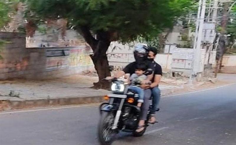 Jr NTR bike ride with son Bhargav Ram