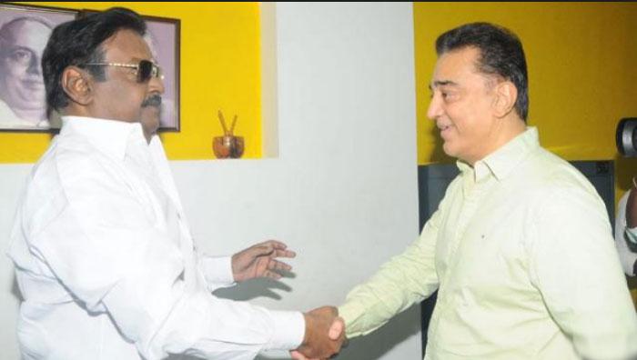 Kamal Haasan meets DMDK's Captain Vijayakanth