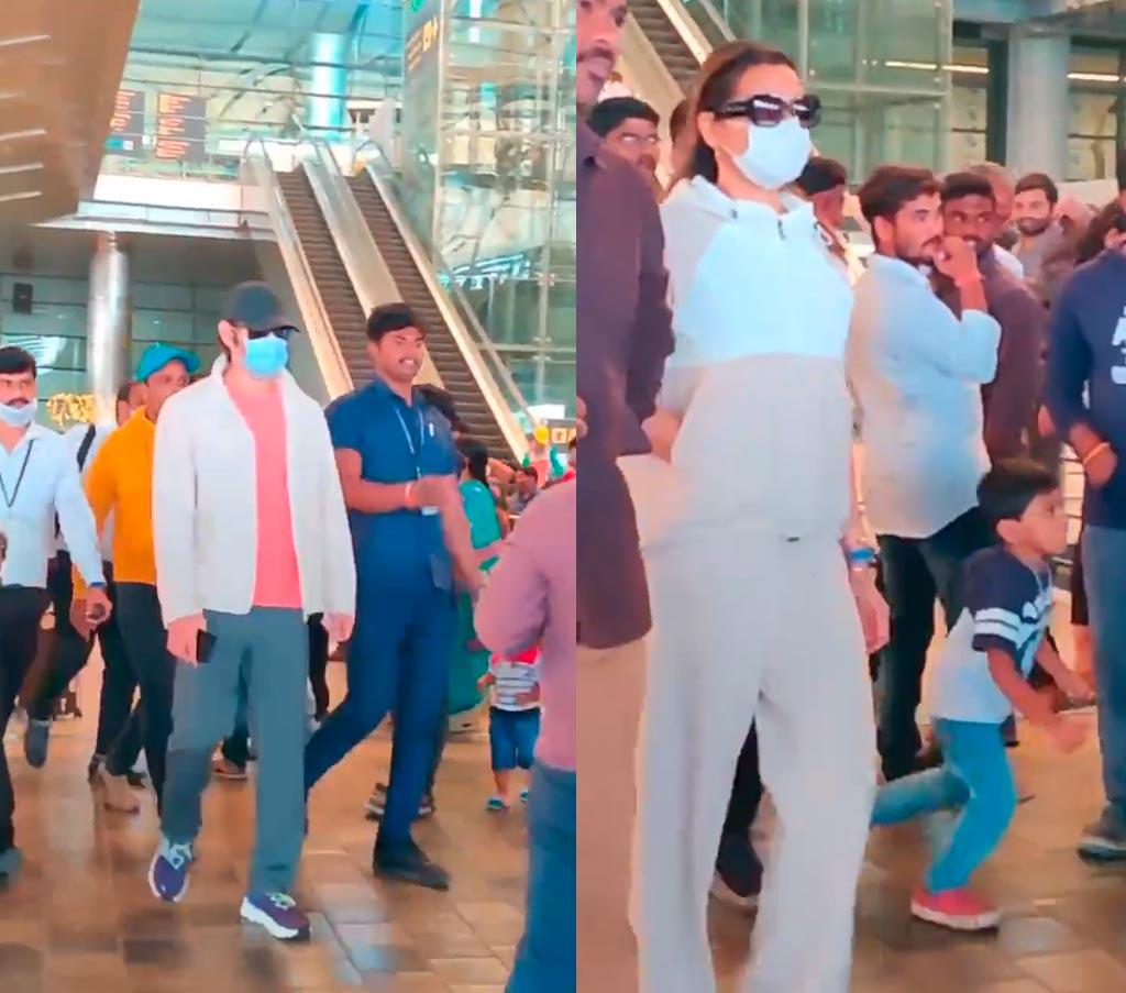 Mahesh family at Hyderabad airport