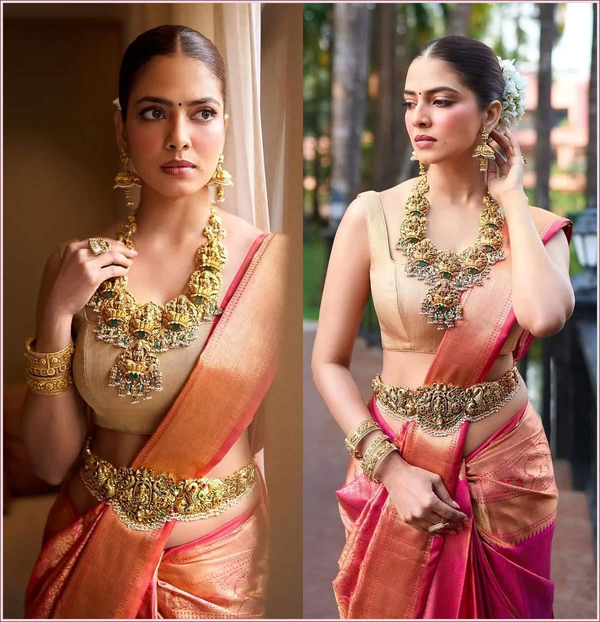 Malavika Mohanan looks stylish in a Pattu saree