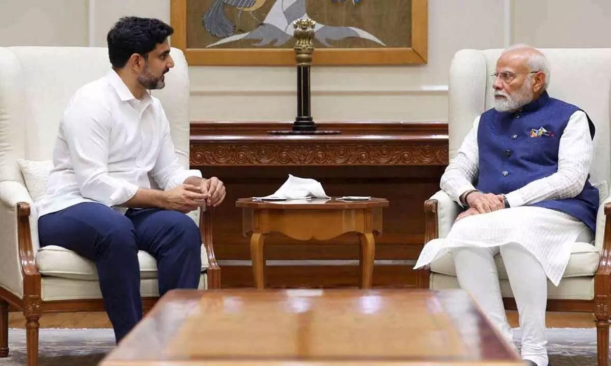 Minister Nara Lokesh meets PM Modi