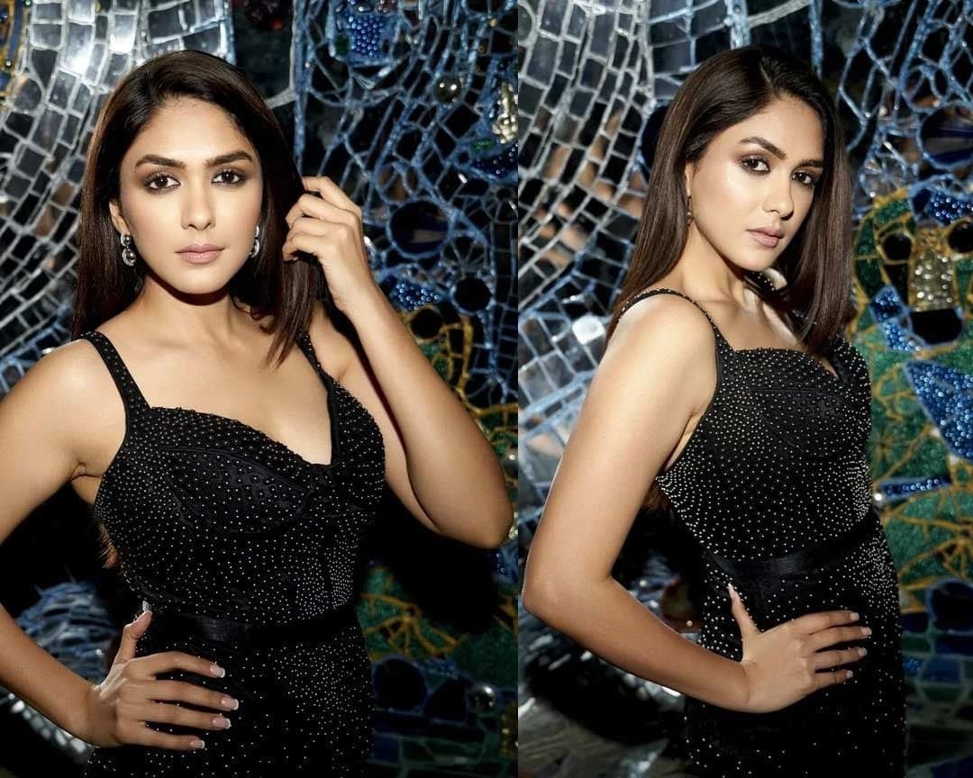 Mrunal Thakur in Black Dress Photos Creates Sensation