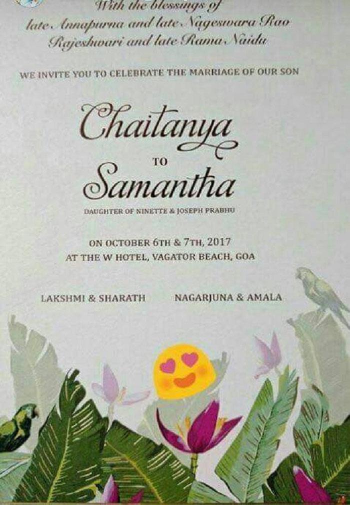 Naga Chaitanya and Samantha Wedding Card 