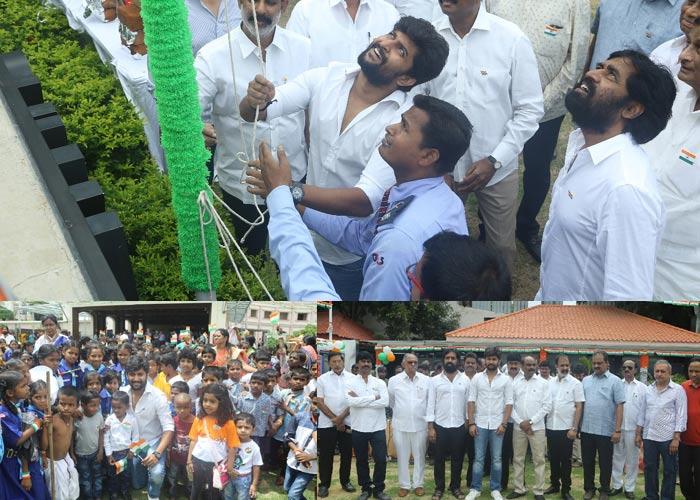 natural star nani hoisted first time national flag