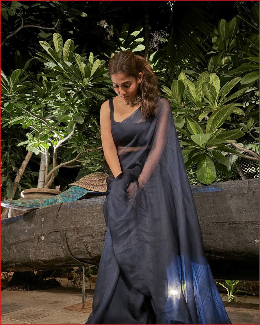 Nayan look in transparent saree