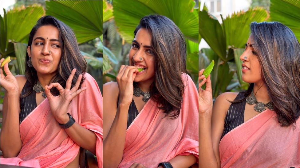 Niharika Konidela Is Doing The Show While Eating Sour Mango