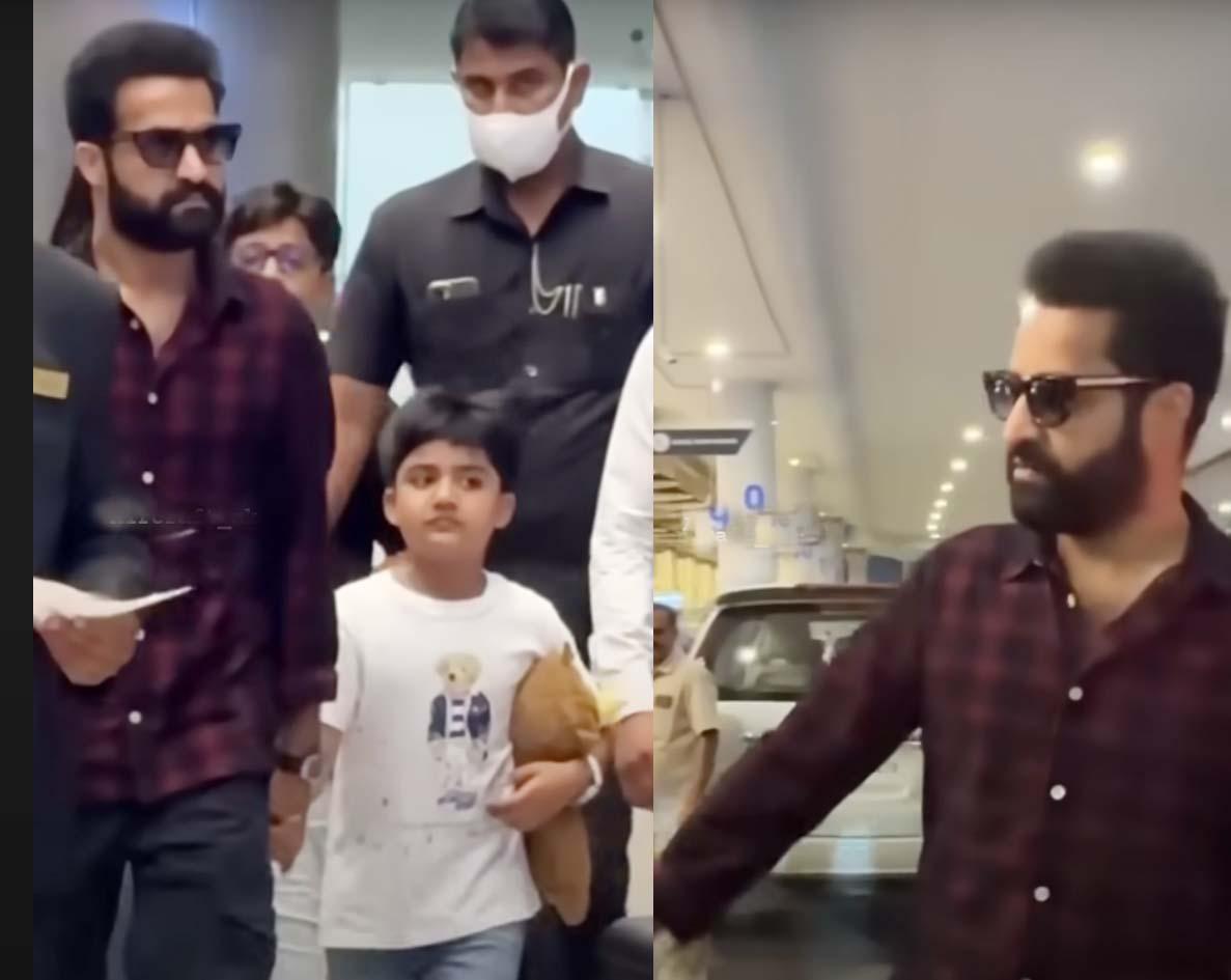 NTR with family spotted at Hyderabad airport