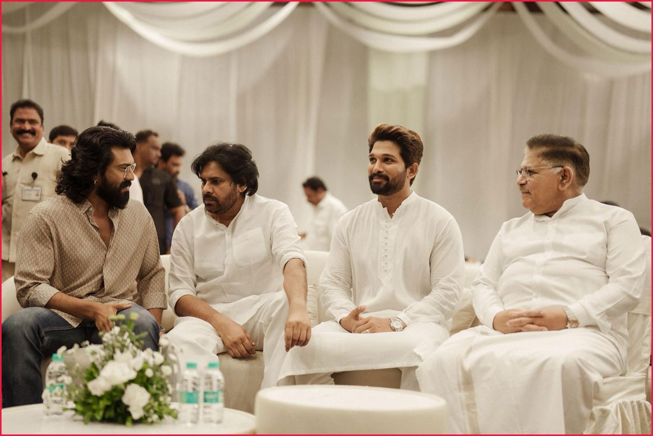 Pawan, Allu Arjun and Charan at Allu Kanakaratnam Pedda Karma