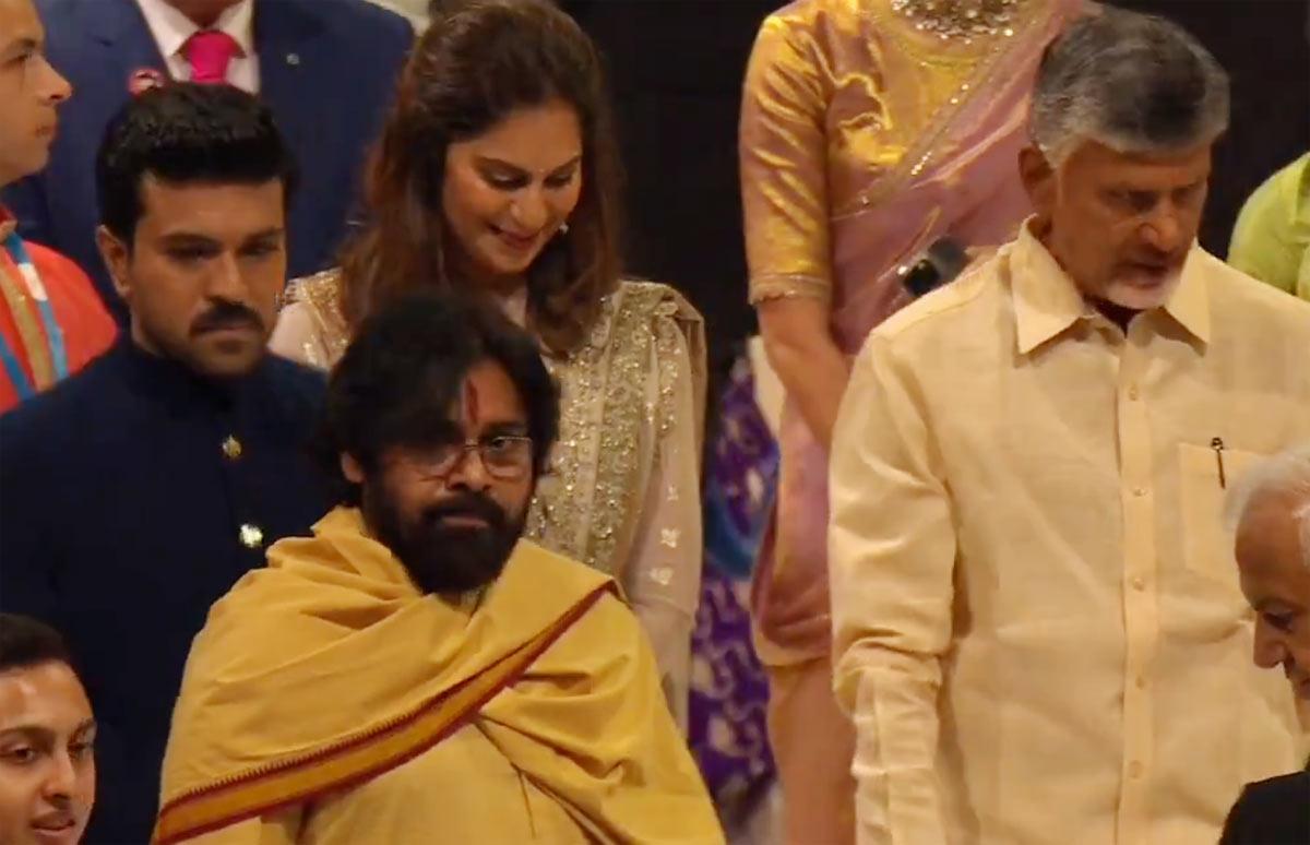 Pawan Kalyan and Ram Charan at Anant Ambani Subha Ashirwad
