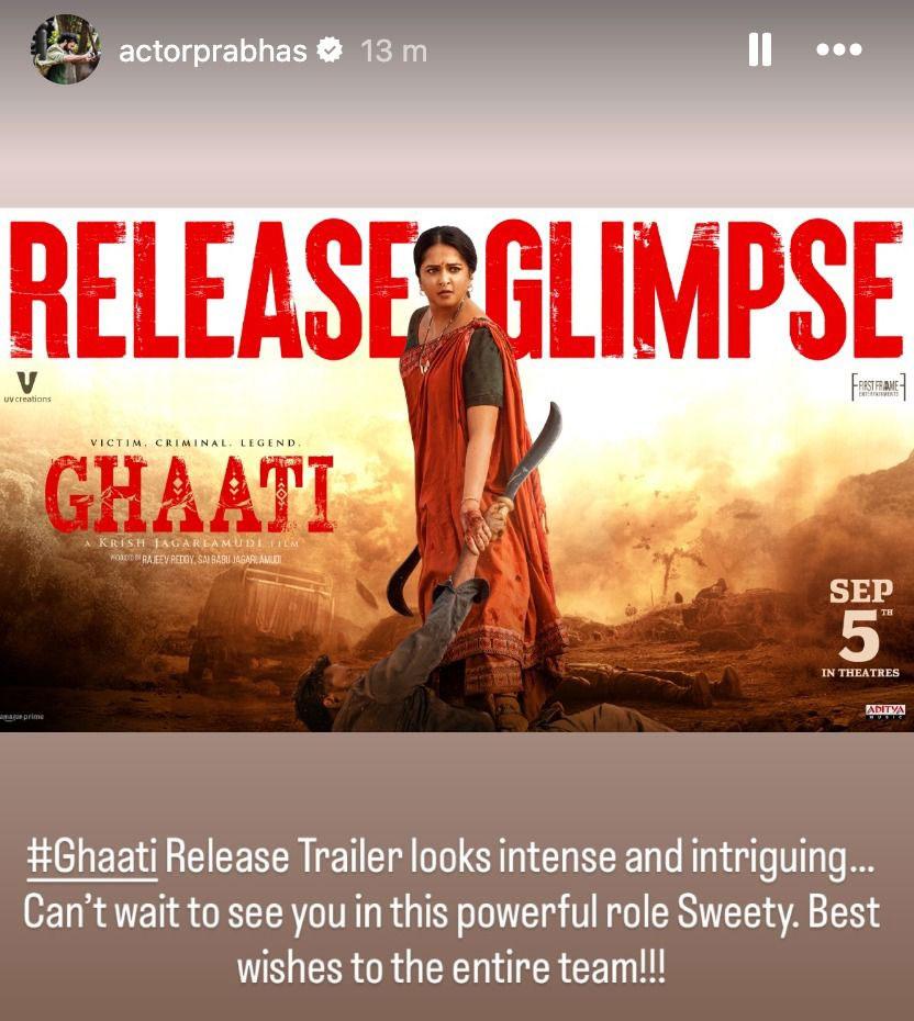 Prabhas releases Ghaati release trailer