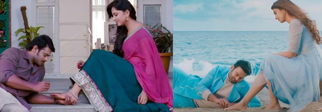 Prabhas touches Pooja Hegde feet in Radhe Shyam 