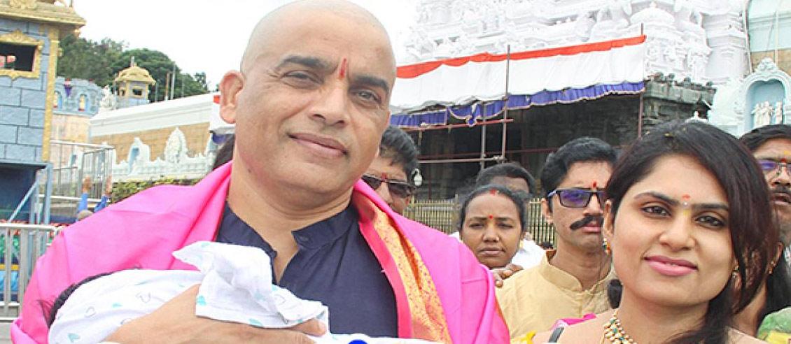 Producer Dil Raju visits Tirumala with his son 