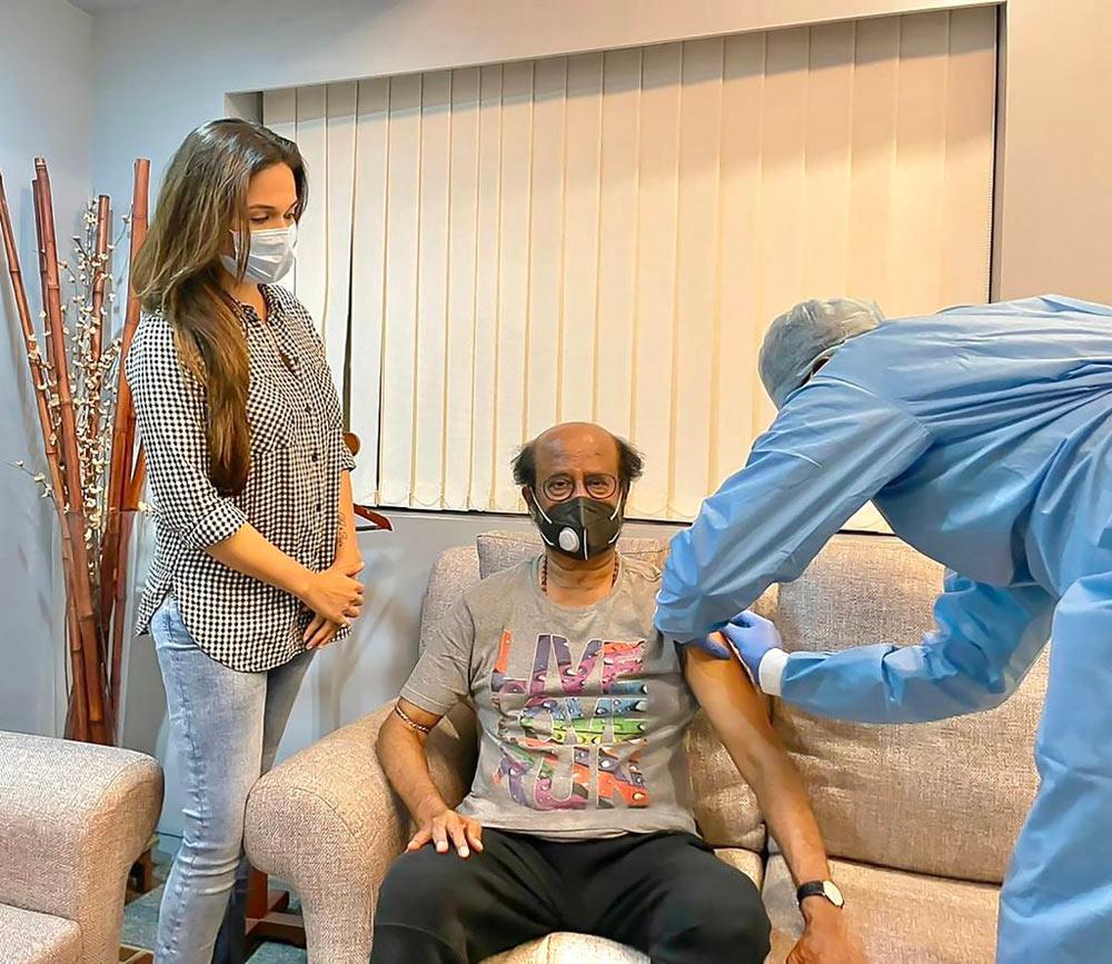 Rajinikanth gets the first dose of Covid19 vaccine